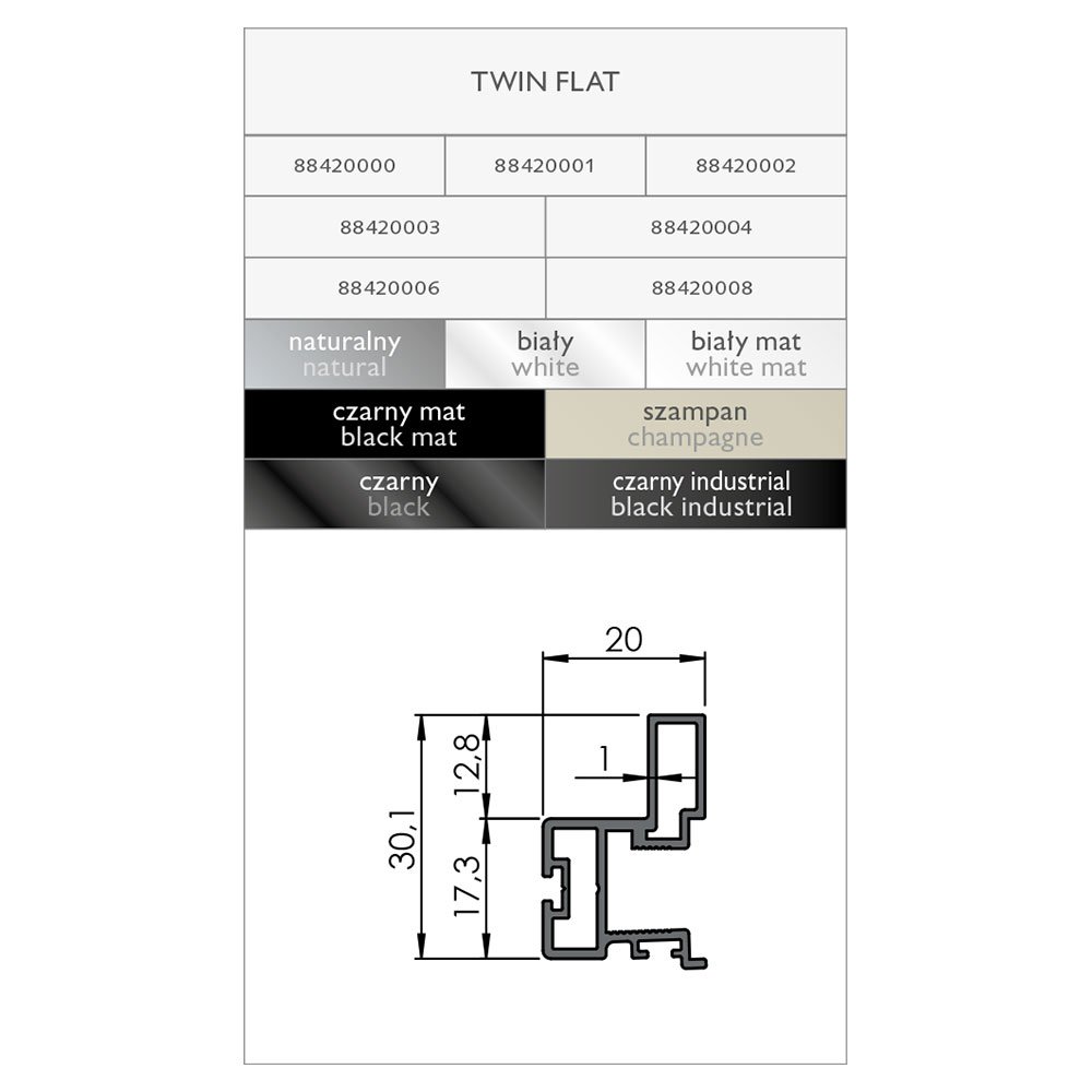Rankenos profilis TWIN FLAT Rankenos profilis TWIN FLAT