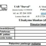 Plokštės pjovimo užsakymo blankas